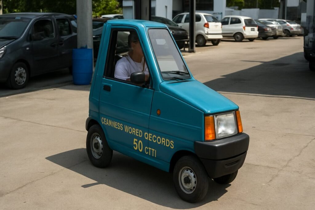 Carro mais estreito do mundo entra para o Guinness e mede só 50 cm