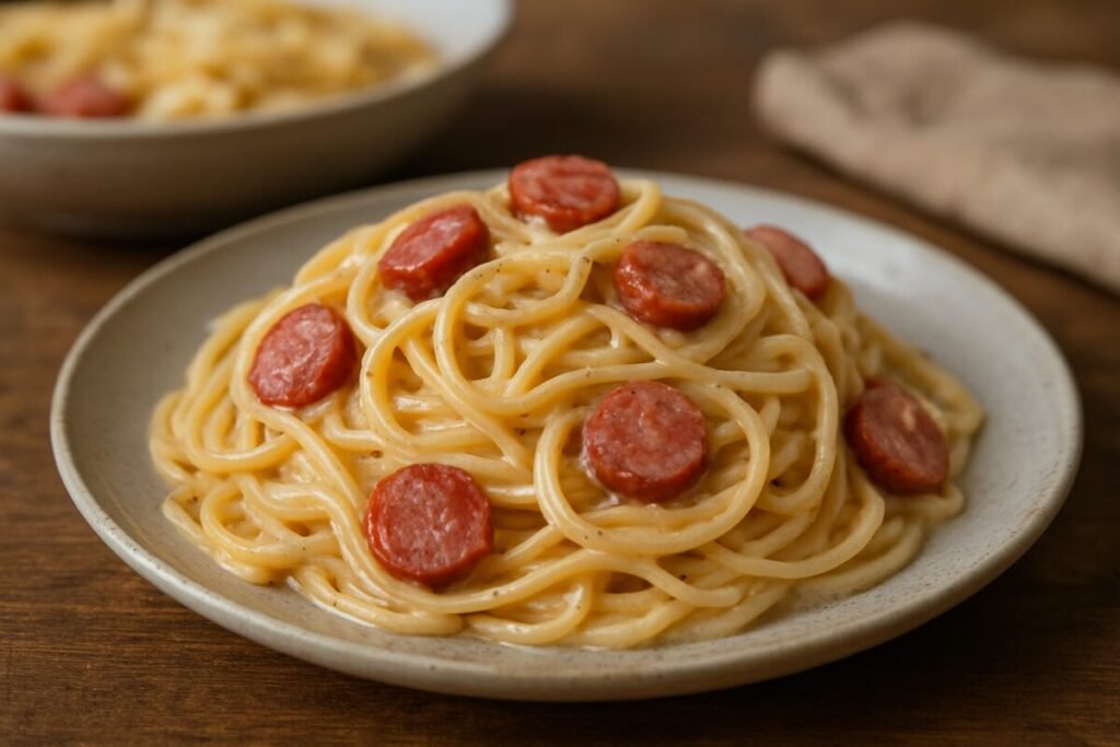 Espaguete cremoso com calabresa: receita prática que vai te surpreender